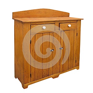 Old wooden buffet isolated.