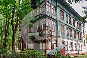 Old wooden building of boarding house Waldschlos in Svetlogorsk. Russia