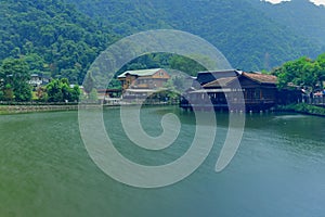 Old Wooden buildings near Checheng railway station at Nantou County