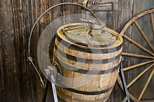 old wooden butter churn