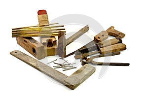 Old wooden carpenter tools