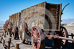 old wooden cart abandoning in the desert of Death Valley