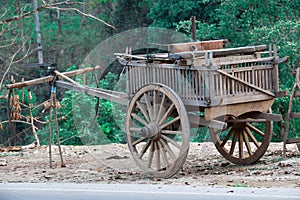 Old wooden cart Thai style