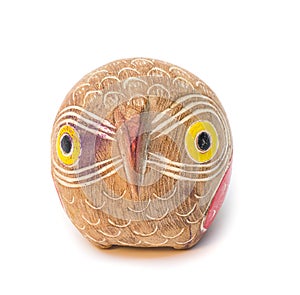 Old wooden carved Owl head