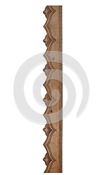 Old wooden carved platband isolated on white background