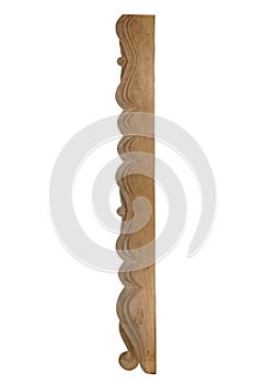 Old wooden carved platband isolated on white background