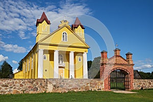 Old wooden catholic Trinity Church in Daniushevo, Grodno region, Belarus