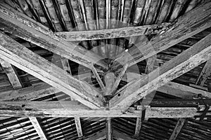 Old wooden ceiling with Beams