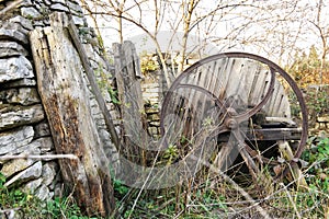 Old wooden chaff cutter