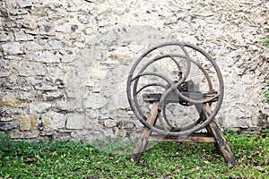 Old wooden chaff cutter