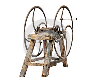 Old wooden chaff cutter