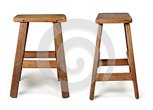Old wooden chair isolated on white background with clipping path