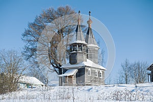 Old wooden chapel of St. George the Victorious. Arkhangelsk region