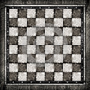 Old wooden chess board