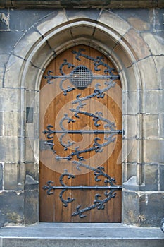 Old wooden church door