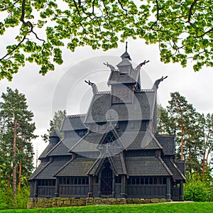 Old wooden church in Folks museum Oslo