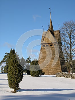 The old wooden church at Hjortsberga in Blekinge, southern Sweden