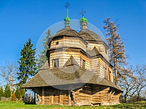 Old wooden church in Komarno, Western Ukraine