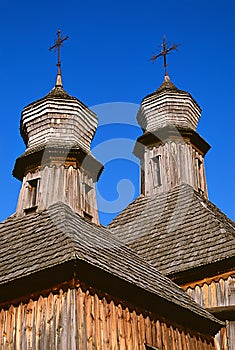 Old wooden church, Open-air museum of ukrainian architecture, Pirogovo, Kiev, Ukraine, Europe