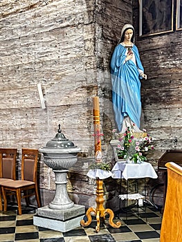 The old (1494) wooden church of St. Michael the Archangel in Ksiezy Las in Silesia, Poland