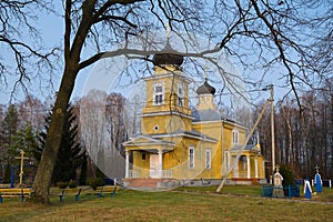 Old wooden church of St Paraskeva Friday in autumn. Bolota village, Kobrin district, Brest region, Belarus