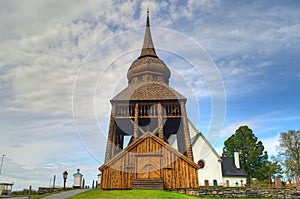 Starý drevený kostol v švédsko 