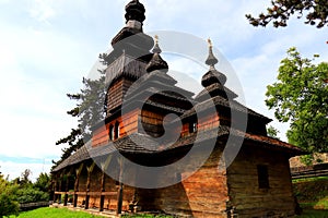 Old wooden church in Ukraine. Traditional Ukrainian church. Uzhgorod Ukraine