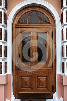 Old wooden closed door