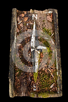 Old Wooden Compass on Black