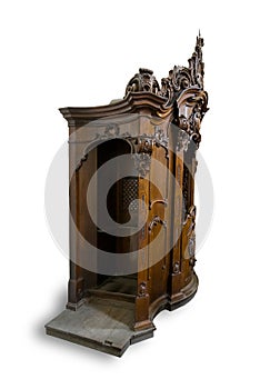 Old wooden confessional photo