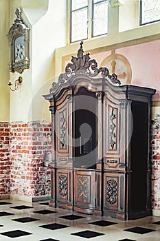 Old wooden confessional