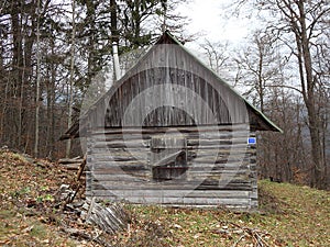 Old wooden cottage in the mountains