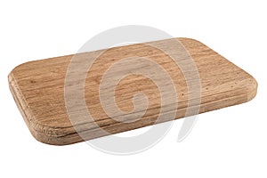 Old wooden cutting board isolated on white