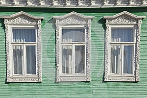 Old wooden decorated window