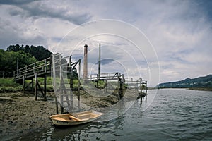 Old wooden docks in the Urdaibai Biosphere Reserve in the Basque Country photo