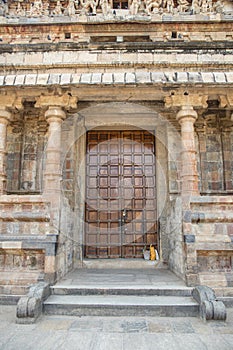 Old wooden door in Airavatesvara Temple, Darasuram, Tamil Nadu, India.