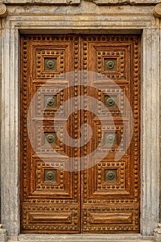 Old wooden door in Alhambra palace