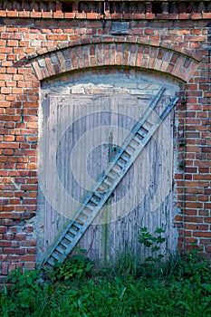 Old wooden door, blocked