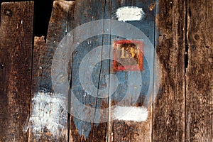 Old wooden door close up