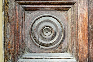 Old wooden door, detail. Handles, lock, for texture and background