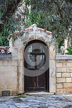 Old Wooden Door in Historic Monastery,Monastery of St. Neophyte,Tala Village, Cyprus