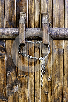 Old wooden door and lock