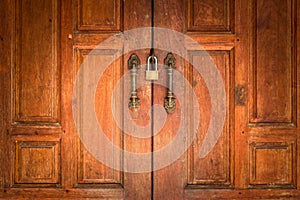 Old wooden door with lock. positive thinking concept. safety and