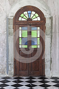 Old wooden door from medieval era found in Alsace region of Fran