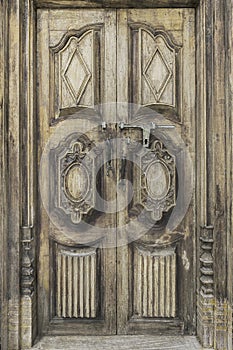 Old wooden door from medieval era found in Alsace region of Fran