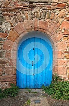 Old Wooden Door Painted Blue