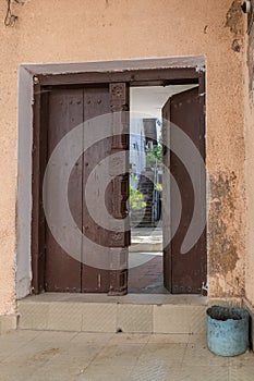 Old wooden door in Stone Town in Zanzibar