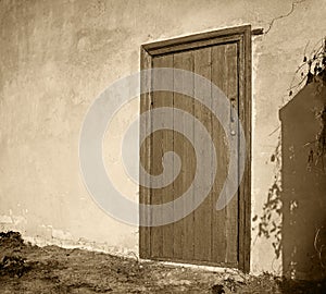 Old wooden door to a vintage dwelling