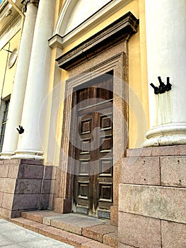 Old wooden doors. antique front door