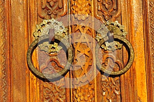 Old wooden doors with arabic pattern